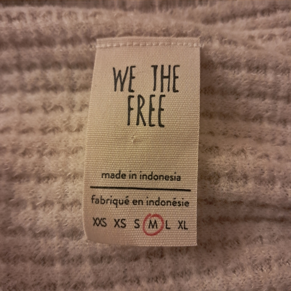 We The Free Sweater Women's Medium M Cream Waffle Cowl Neck Oversized Cozy - Picture 7 of 12